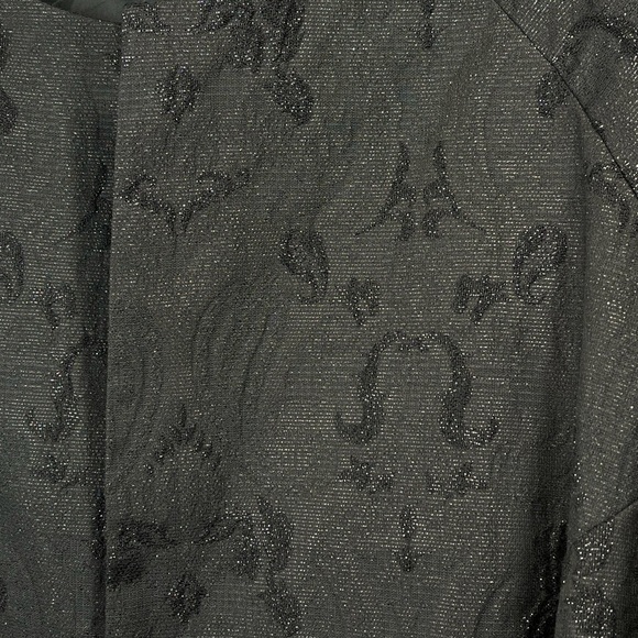 NWT EILEEN FISHER Jacquard‎ Embroidered Open Front Black Shimmer Blazer Size 2X - Picture 9 of 12